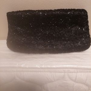 Black sequin zipper clutch
